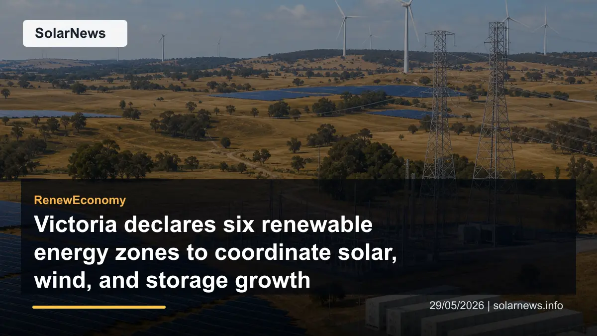 Victoria declares six renewable energy zones to coordinate solar, wind, and storage growth