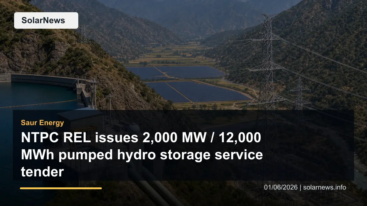 NTPC REL issues 2,000 MW / 12,000 MWh pumped hydro storage service tender