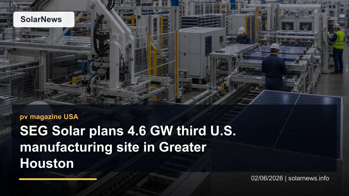 SEG Solar plans 4.6 GW third U.S. manufacturing site in Greater Houston