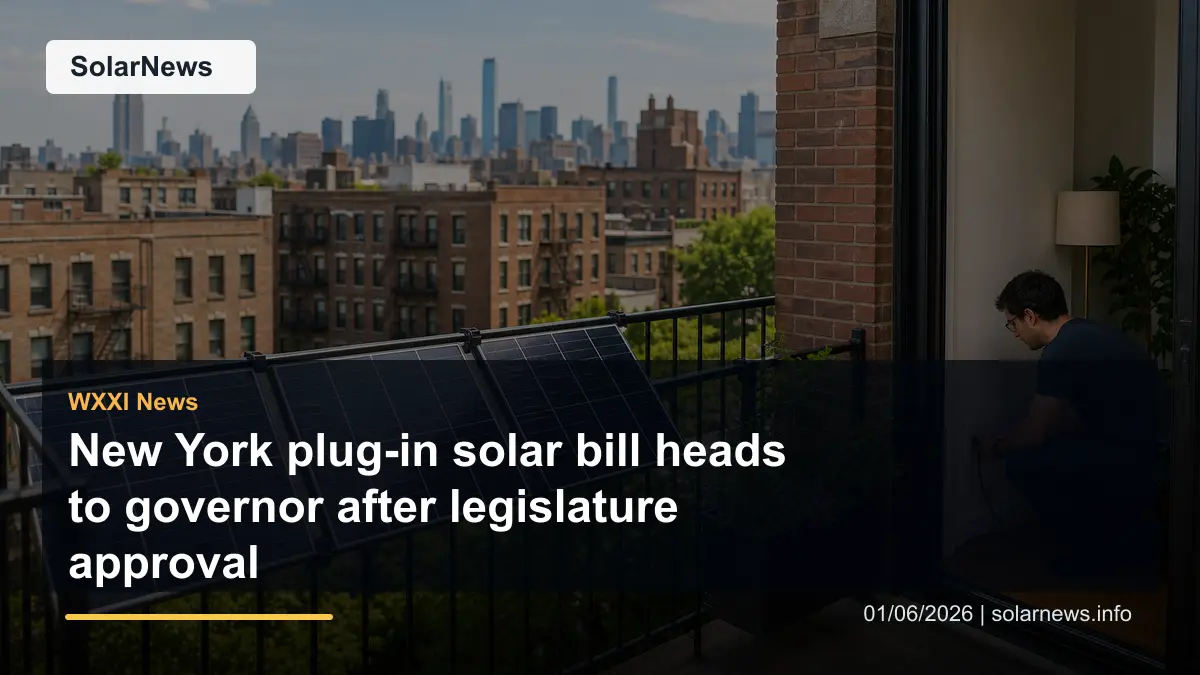 New York plug-in solar bill heads to governor after legislature approval