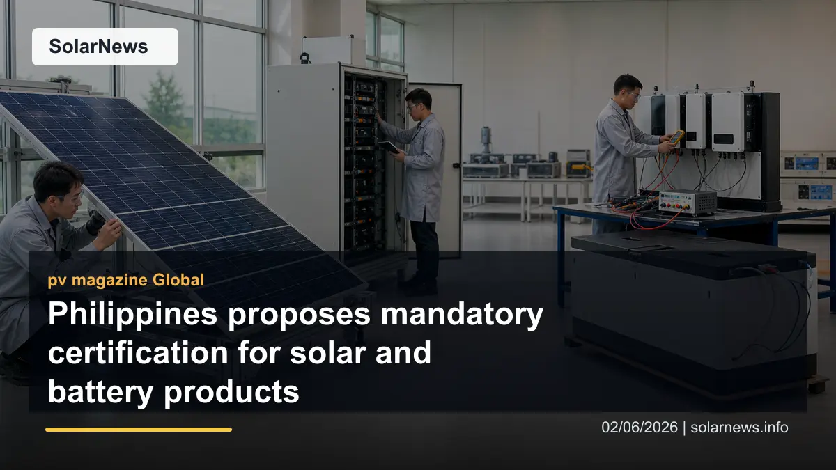 Philippines proposes mandatory certification for solar and battery products