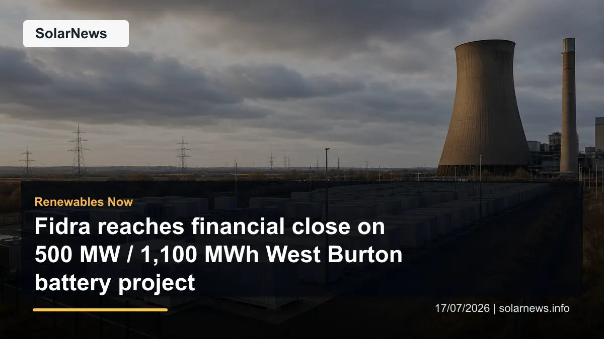 Fidra reaches financial close on 500 MW / 1,100 MWh West Burton battery project