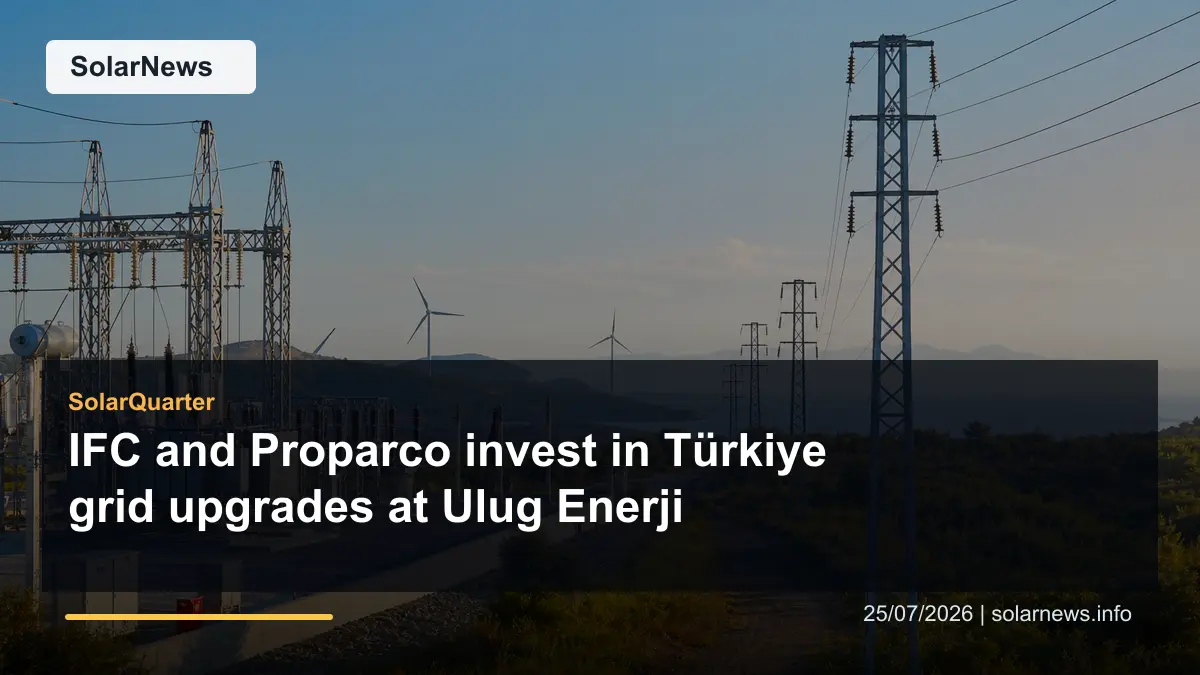 IFC and Proparco invest in Türkiye grid upgrades at Ulug Enerji