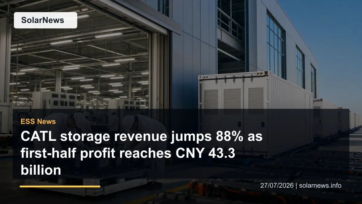 CATL storage revenue jumps 88% as first-half profit reaches CNY 43.3 billion