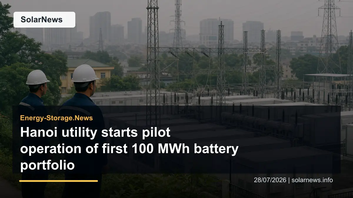 Hanoi utility starts pilot operation of first 100 MWh battery portfolio