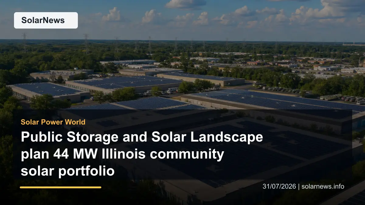 Public Storage and Solar Landscape plan 44 MW Illinois community solar portfolio
