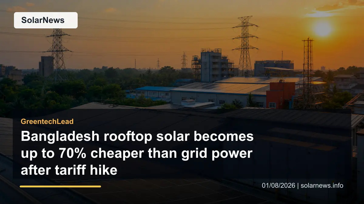 Bangladesh rooftop solar becomes up to 70% cheaper than grid power after tariff hike