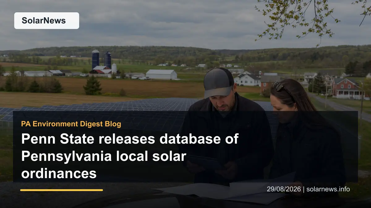 Penn State releases database of Pennsylvania local solar ordinances