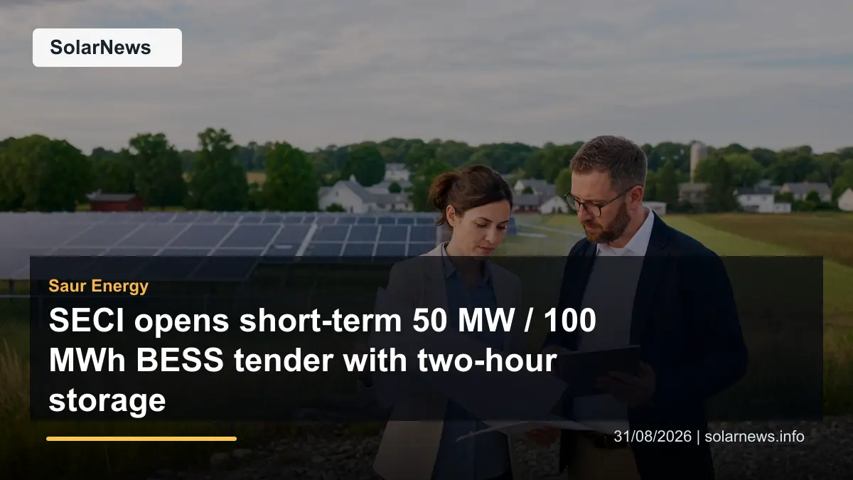 SECI opens short-term 50 MW / 100 MWh BESS tender with two-hour storage