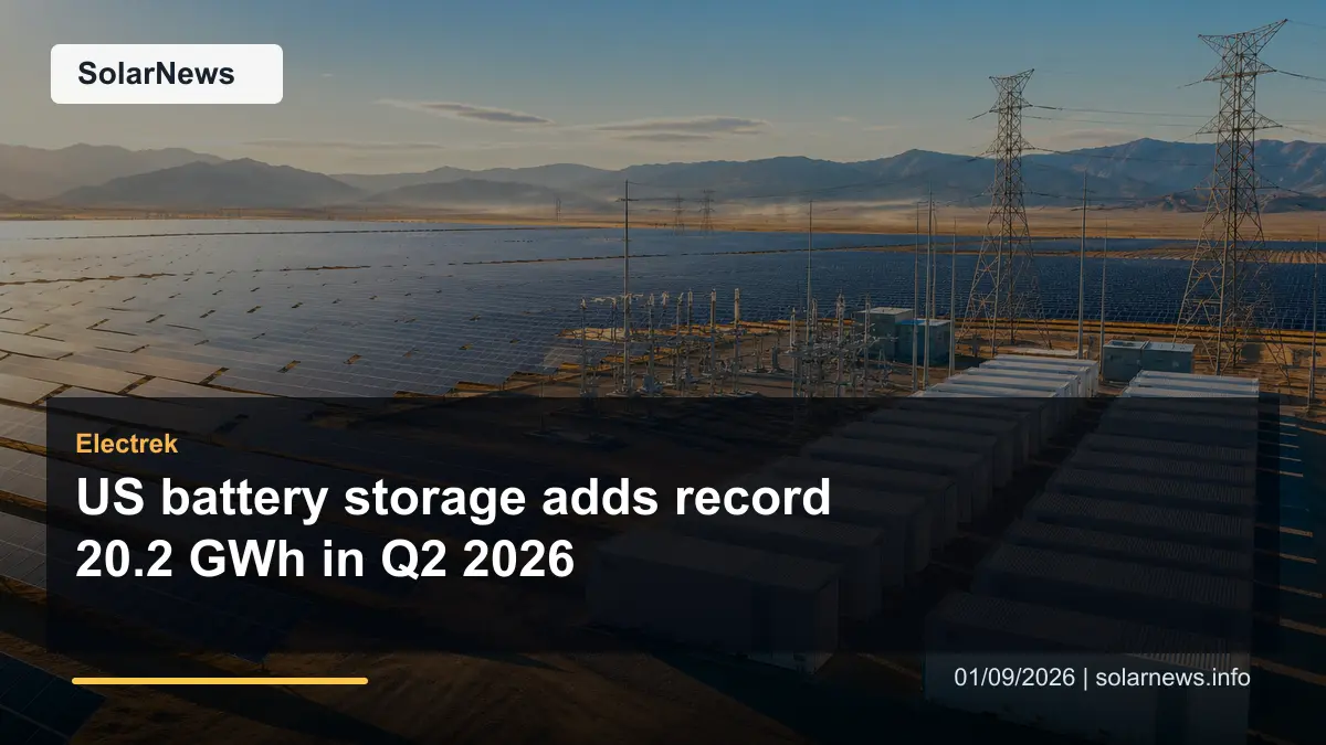 US battery storage adds record 20.2 GWh in Q2 2026