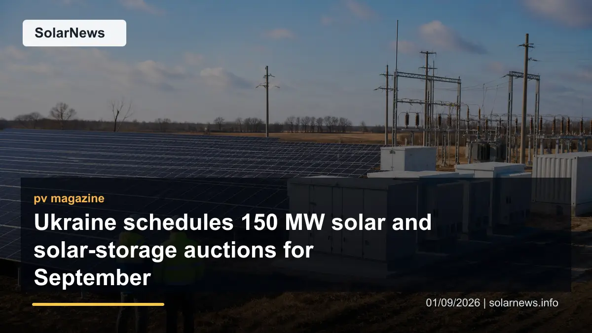 Ukraine schedules 150 MW solar and solar-storage auctions for September